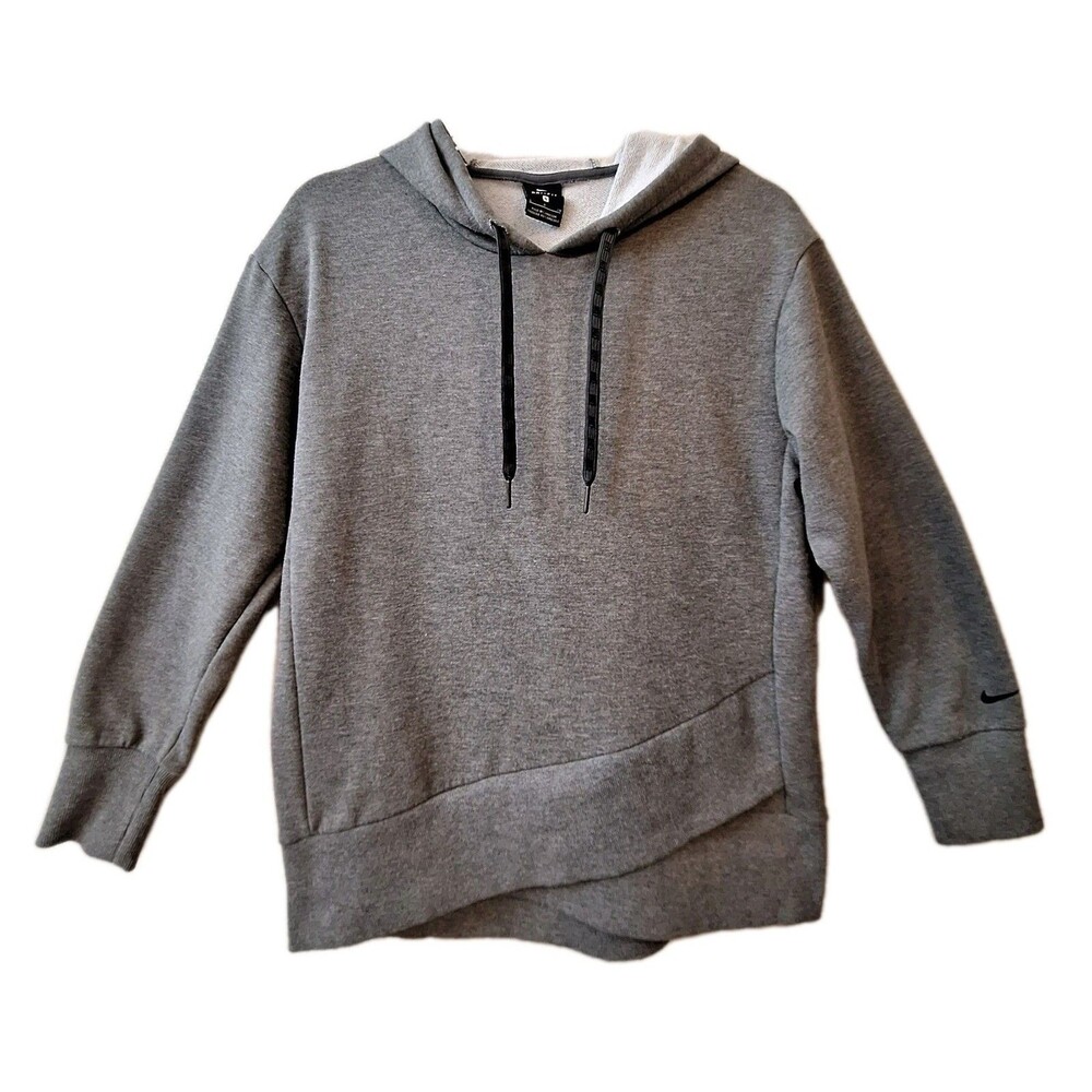 Nike Sportswear Womens Fleece Gray Pullover Hoodie Size Small Asymetrical Hem